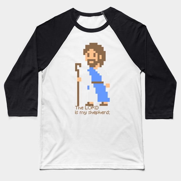 Pixel Jesus Baseball T-Shirt by AdiDsgn